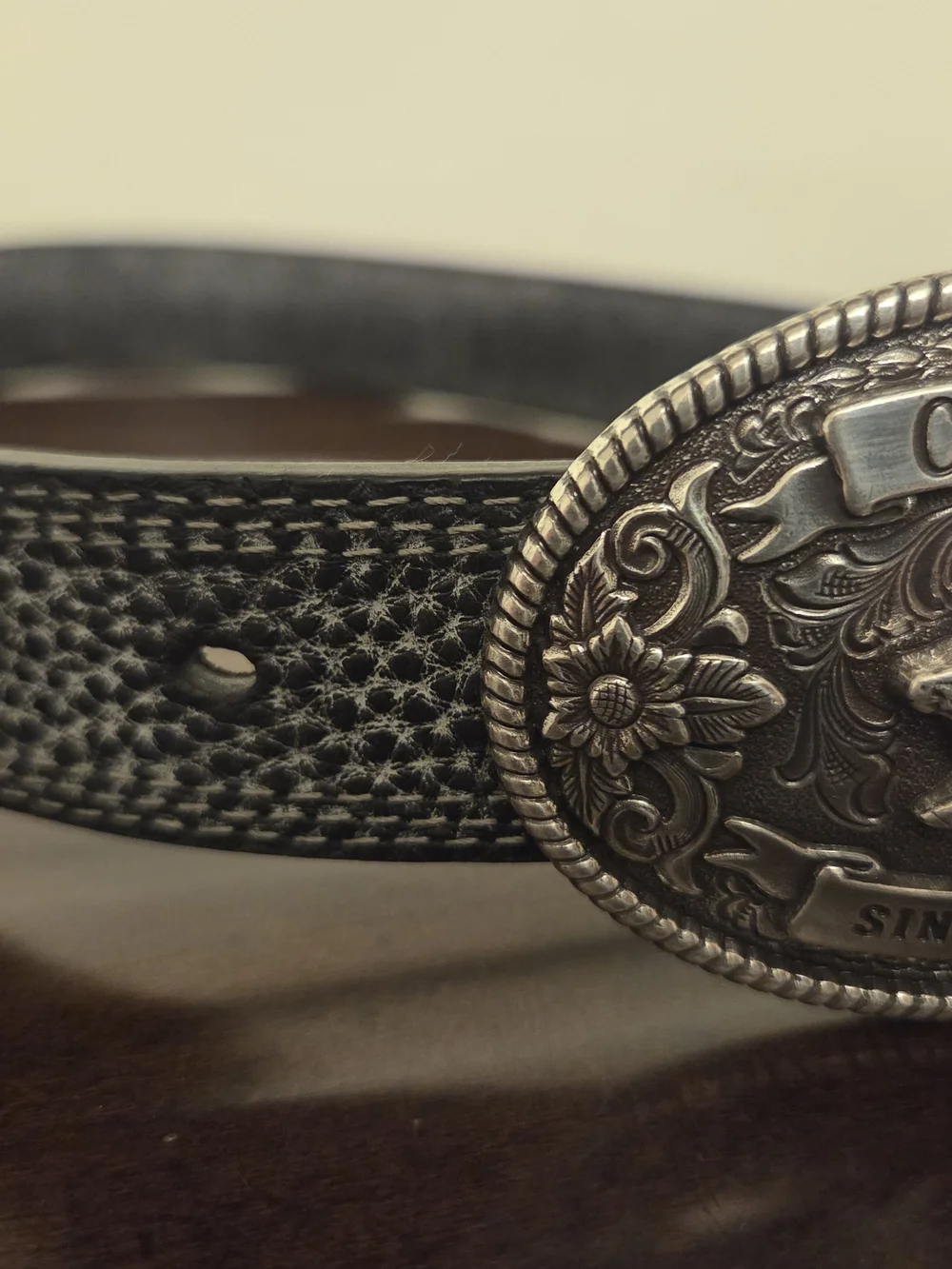Cavender's Kids' Oval Bullrider Logo Buckle Western Belt